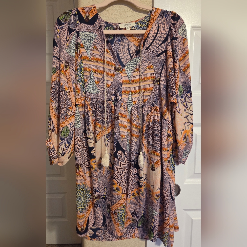 Umgee Multicolor Patterned Long Sleeve Dress